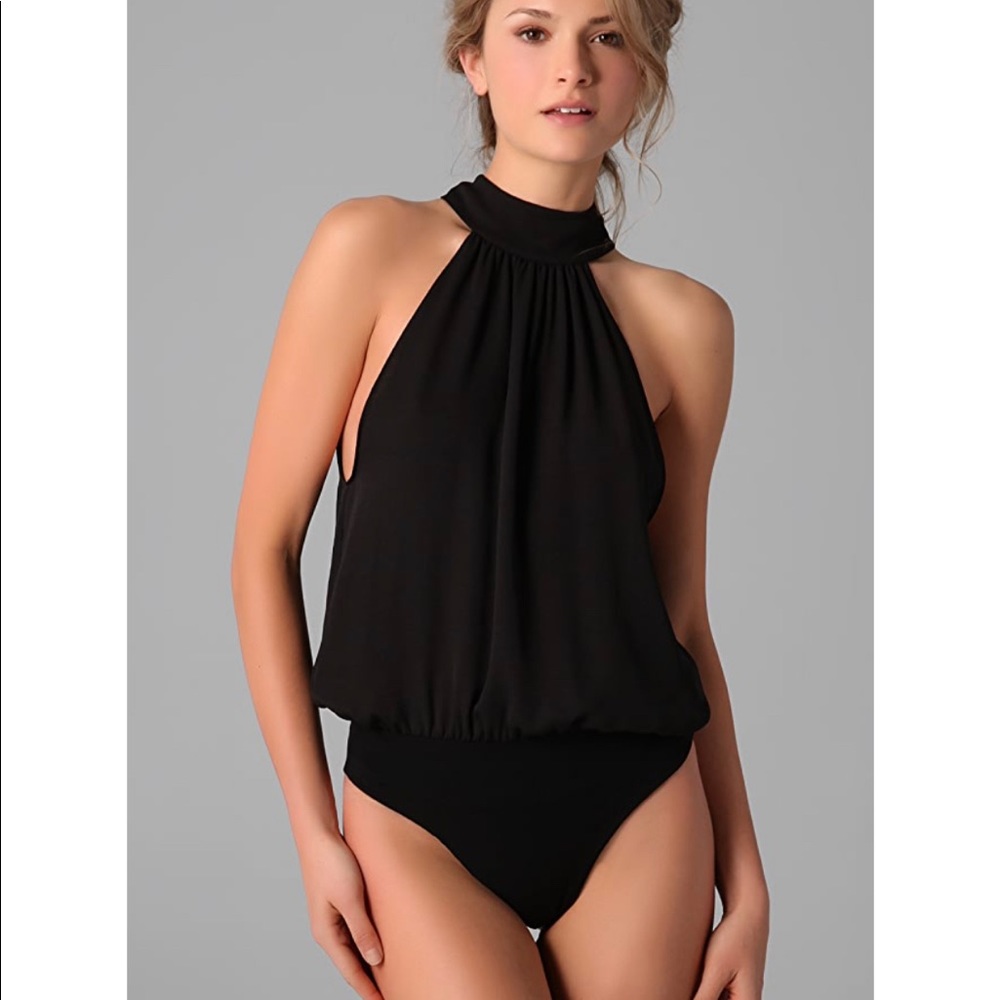 Alice + Olivia black halter bodysuit